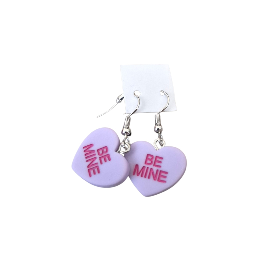 Lilac Heart 'BE MINE' Dangle Earrings - Women Jewelry